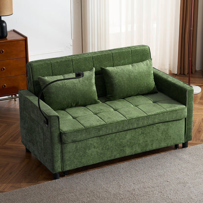 57 Convertible Sleeper Loveseat - Space-Saving Sofa Bed with USB Charging Hub, Reversible Backrest & Smart Storage Solutions