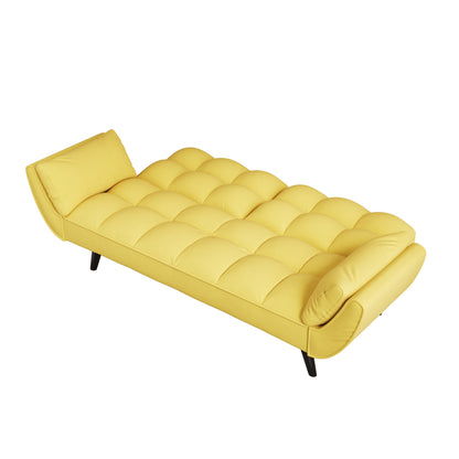 57 Velvet 2 Seater Convertible Sofa with Adjustable Backrest and Armrests for Compact Living Spaces