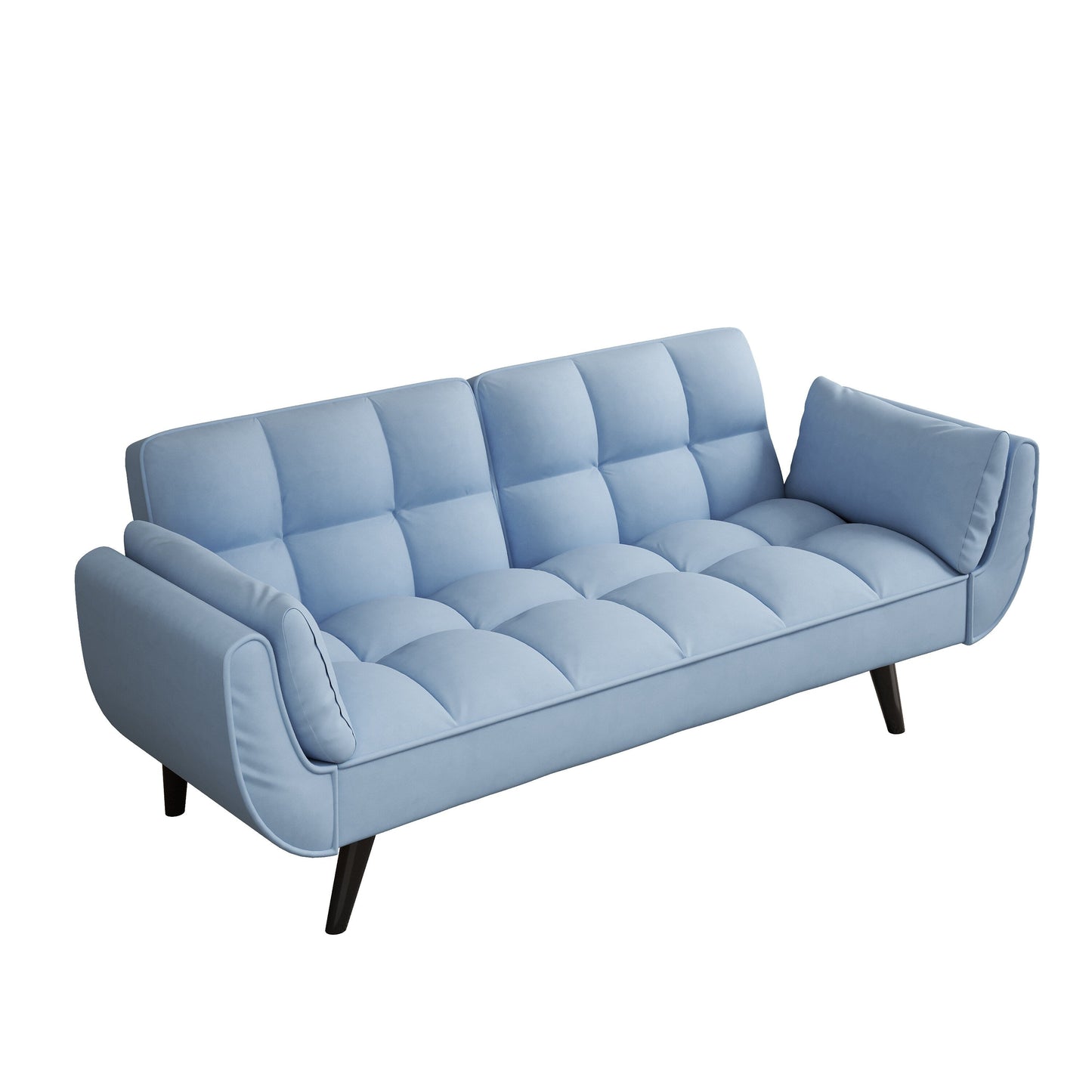 57 Velvet 2 Seater Convertible Sofa with Adjustable Backrest and Armrests for Compact Living Spaces