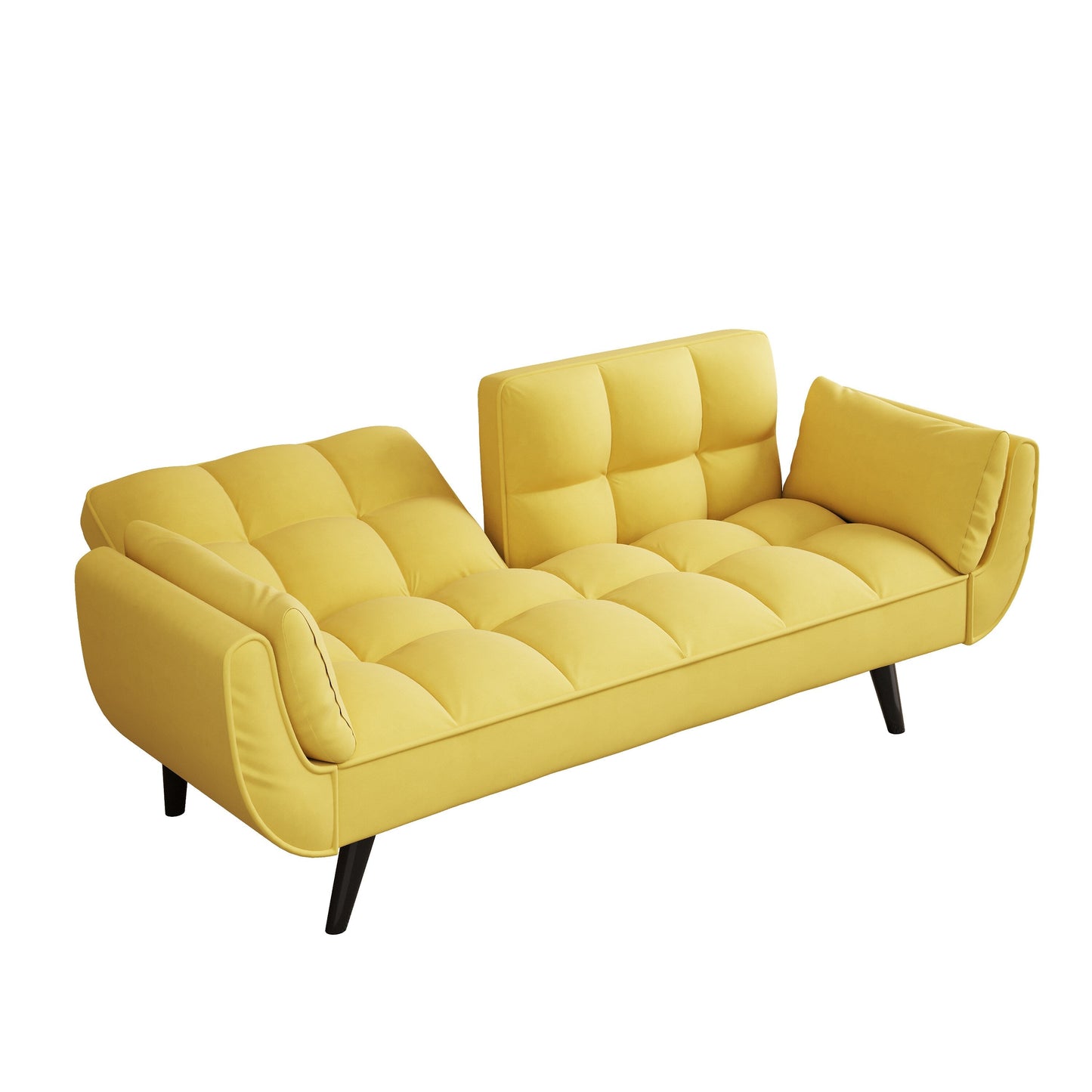 57 Velvet 2 Seater Convertible Sofa with Adjustable Backrest and Armrests for Compact Living Spaces