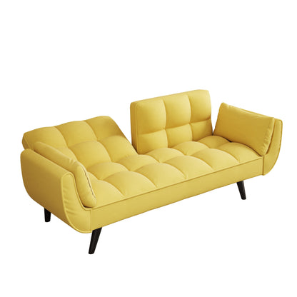 57 Velvet 2 Seater Convertible Sofa with Adjustable Backrest and Armrests for Compact Living Spaces