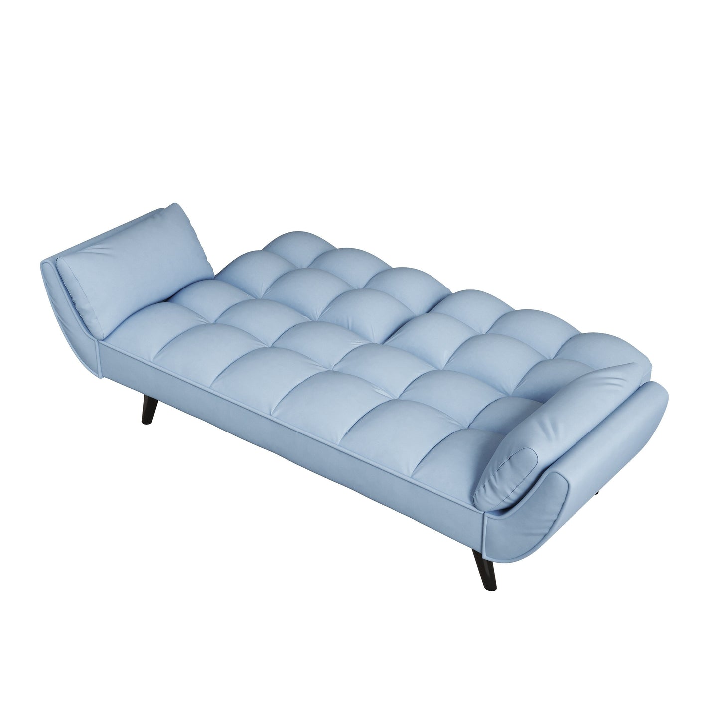 57 Velvet 2 Seater Convertible Sofa with Adjustable Backrest and Armrests for Compact Living Spaces