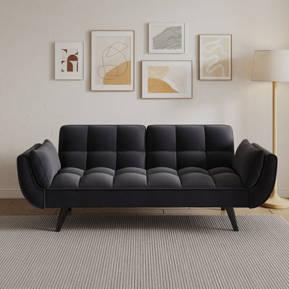 57 Velvet 2 Seater Convertible Sofa with Adjustable Backrest and Armrests for Compact Living Spaces