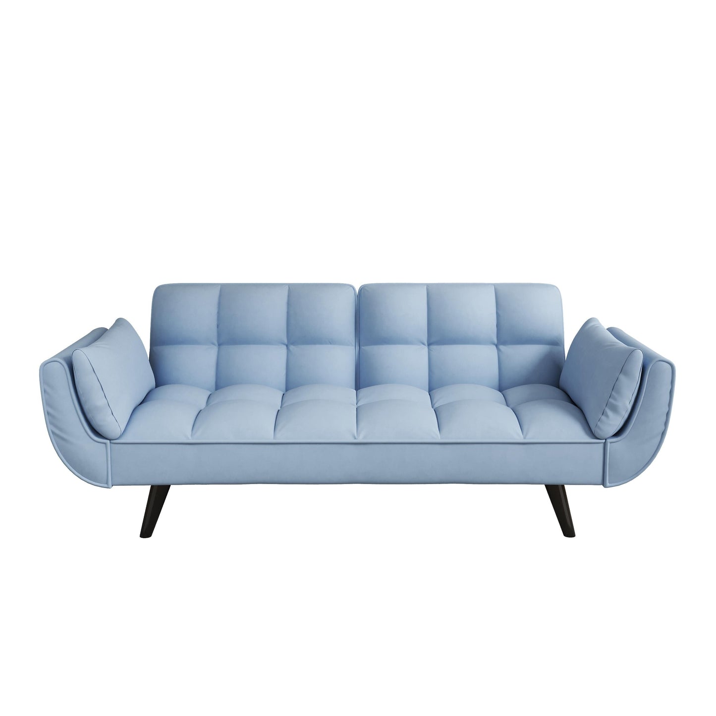 57 Velvet 2 Seater Convertible Sofa with Adjustable Backrest and Armrests for Compact Living Spaces