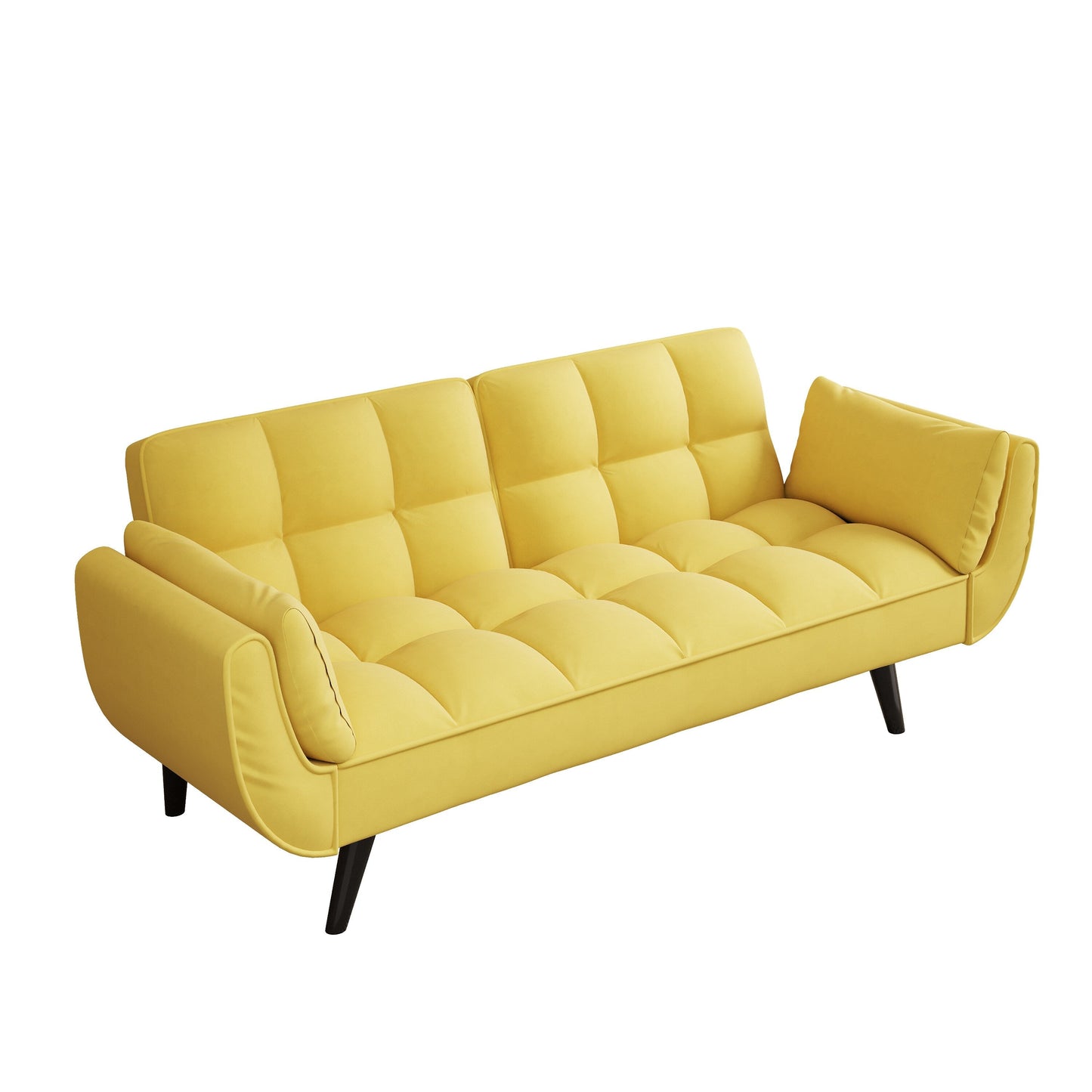 57 Velvet 2 Seater Convertible Sofa with Adjustable Backrest and Armrests for Compact Living Spaces