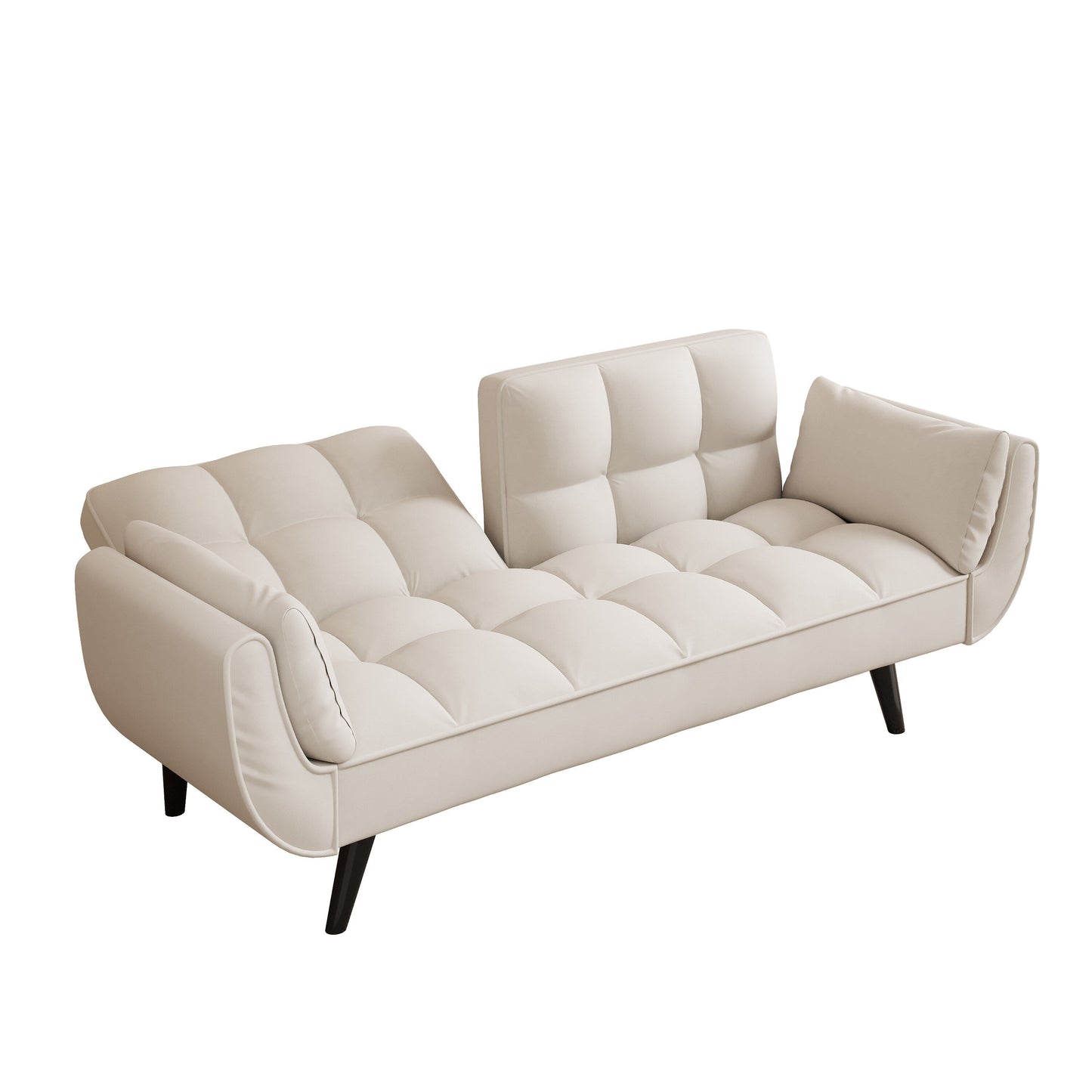 57 Velvet 2 Seater Convertible Sofa with Adjustable Backrest and Armrests for Compact Living Spaces