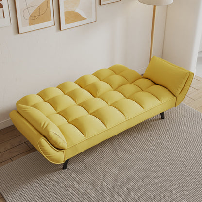 57 Velvet 2 Seater Convertible Sofa with Adjustable Backrest and Armrests for Compact Living Spaces