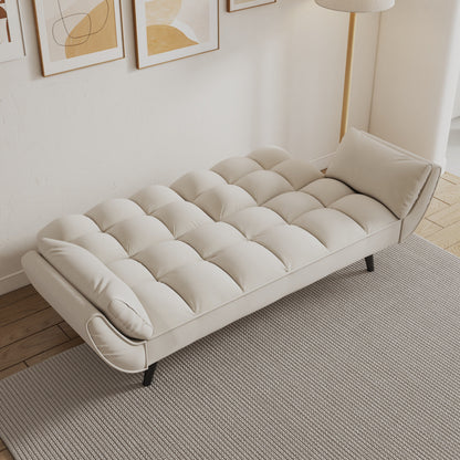 57 Velvet 2 Seater Convertible Sofa with Adjustable Backrest and Armrests for Compact Living Spaces