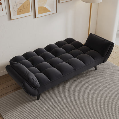 57 Velvet 2 Seater Convertible Sofa with Adjustable Backrest and Armrests for Compact Living Spaces
