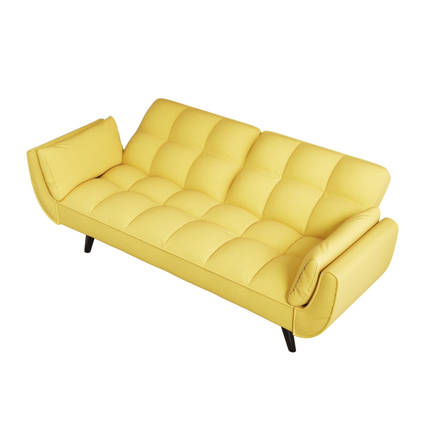 57 Velvet 2 Seater Convertible Sofa with Adjustable Backrest and Armrests for Compact Living Spaces