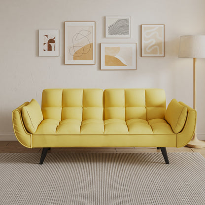 57 Velvet 2 Seater Convertible Sofa with Adjustable Backrest and Armrests for Compact Living Spaces