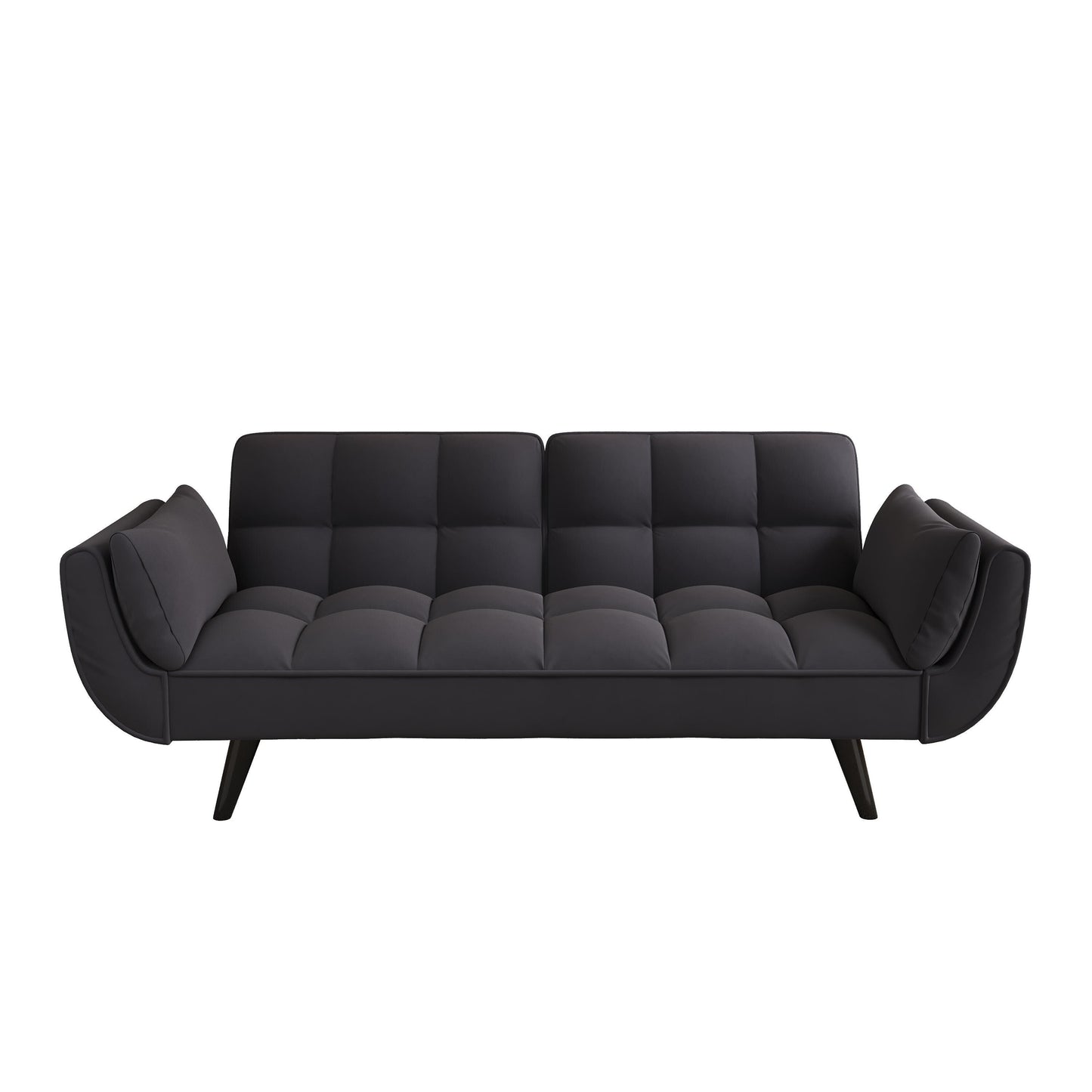 57 Velvet 2 Seater Convertible Sofa with Adjustable Backrest and Armrests for Compact Living Spaces