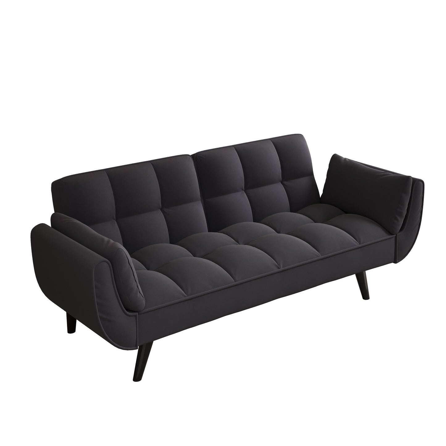 57 Velvet 2 Seater Convertible Sofa with Adjustable Backrest and Armrests for Compact Living Spaces
