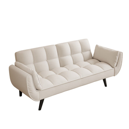57 Velvet 2 Seater Convertible Sofa with Adjustable Backrest and Armrests for Compact Living Spaces