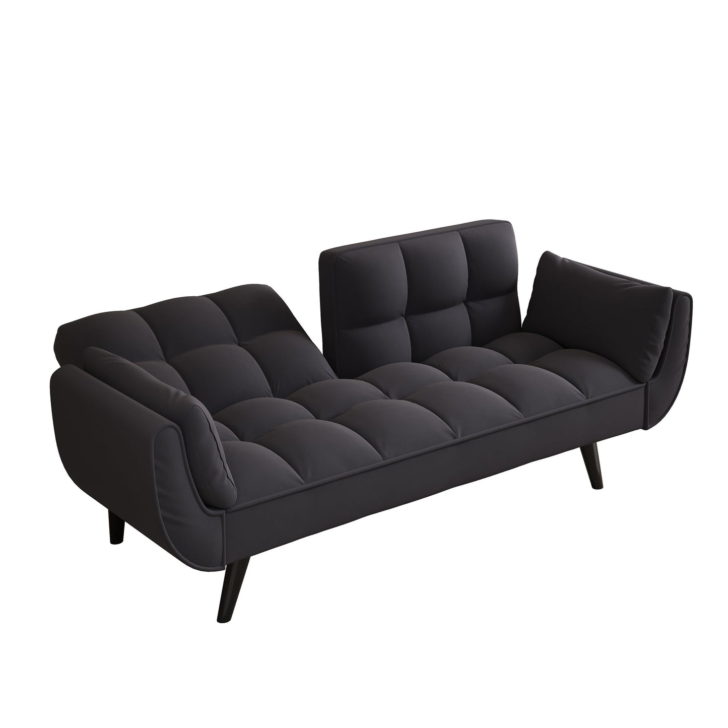 57 Velvet 2 Seater Convertible Sofa with Adjustable Backrest and Armrests for Compact Living Spaces