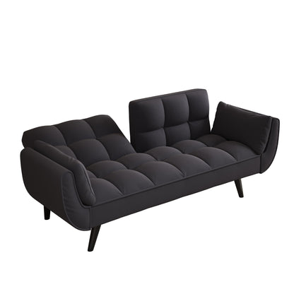 57 Velvet 2 Seater Convertible Sofa with Adjustable Backrest and Armrests for Compact Living Spaces