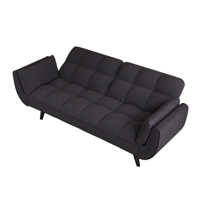 57 Velvet 2 Seater Convertible Sofa with Adjustable Backrest and Armrests for Compact Living Spaces
