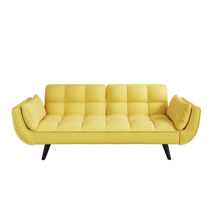 57 Velvet 2 Seater Convertible Sofa with Adjustable Backrest and Armrests for Compact Living Spaces