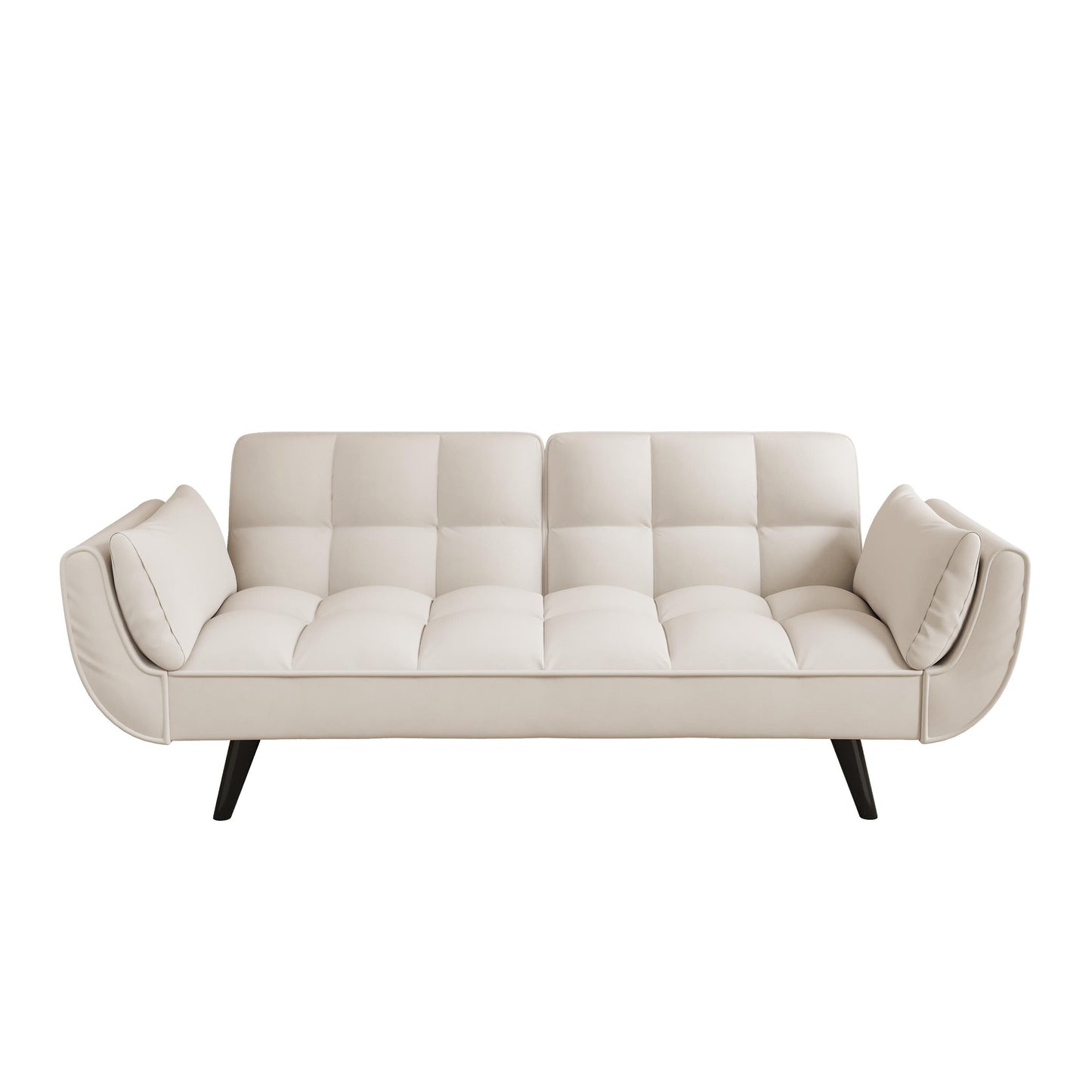 57 Velvet 2 Seater Convertible Sofa with Adjustable Backrest and Armrests for Compact Living Spaces