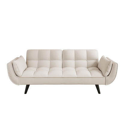 57 Velvet 2 Seater Convertible Sofa with Adjustable Backrest and Armrests for Compact Living Spaces