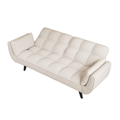 57 Velvet 2 Seater Convertible Sofa with Adjustable Backrest and Armrests for Compact Living Spaces