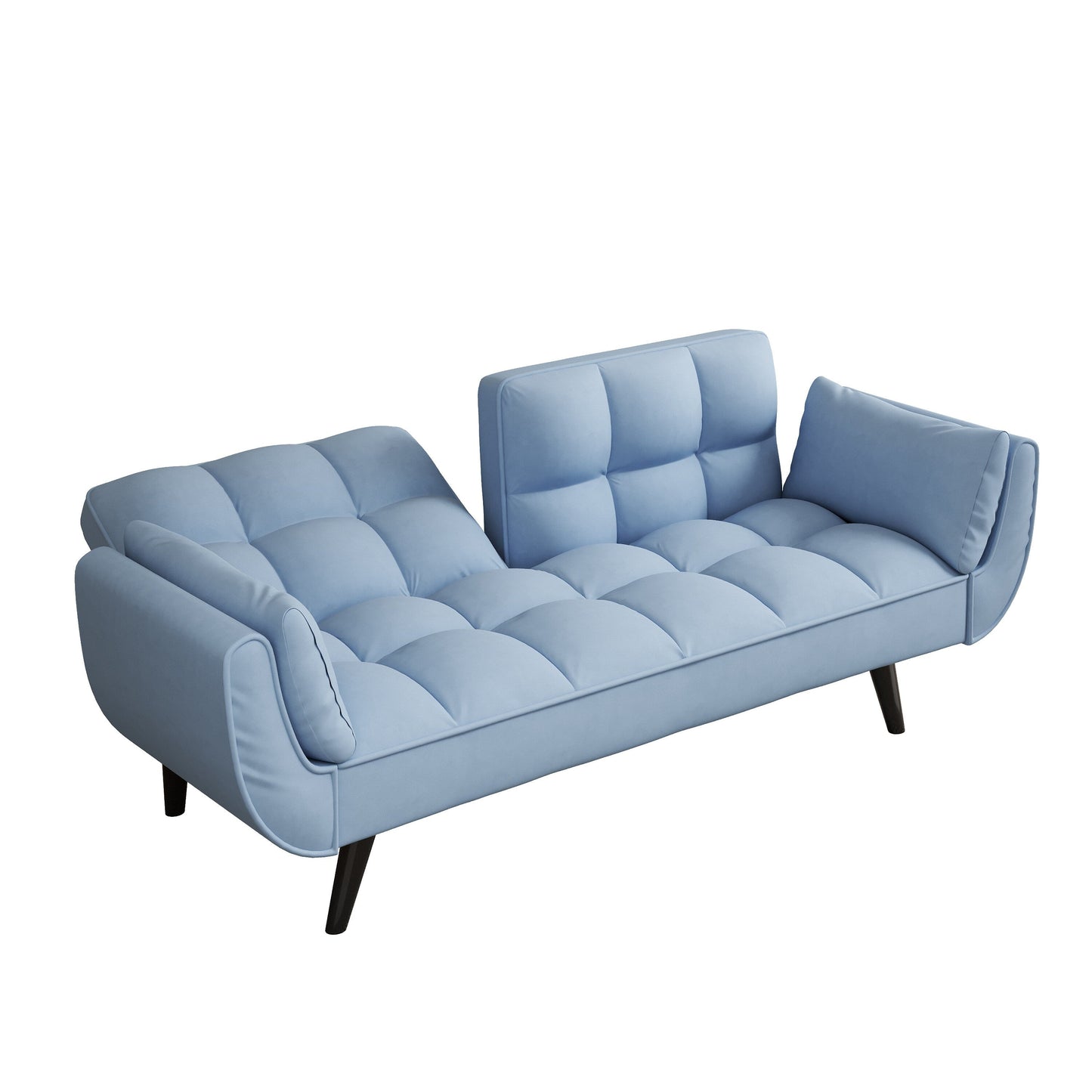 57 Velvet 2 Seater Convertible Sofa with Adjustable Backrest and Armrests for Compact Living Spaces