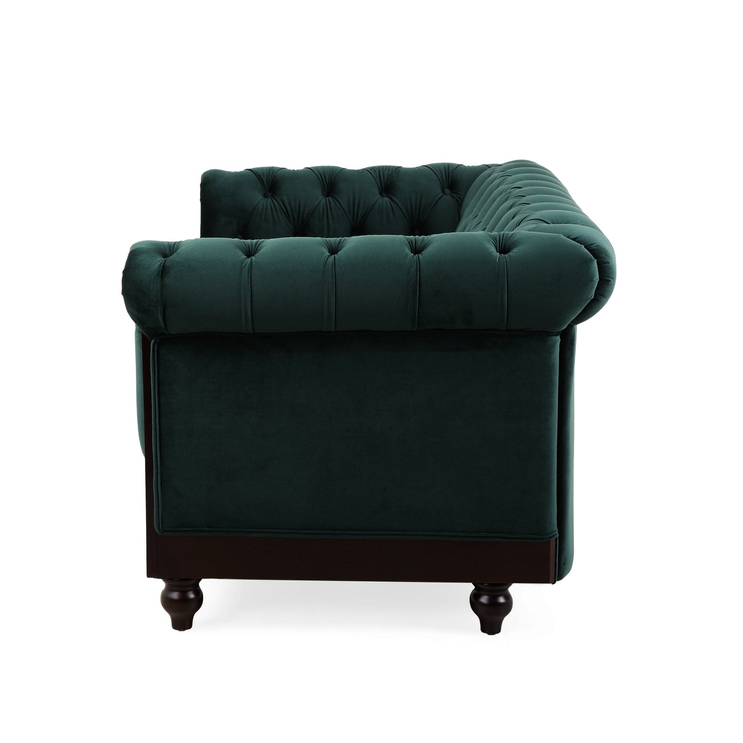 59.44 Velvet Chesterfield Loveseat Sofa with Rolled Arms, Tufted Backrest and 600LB Capacity