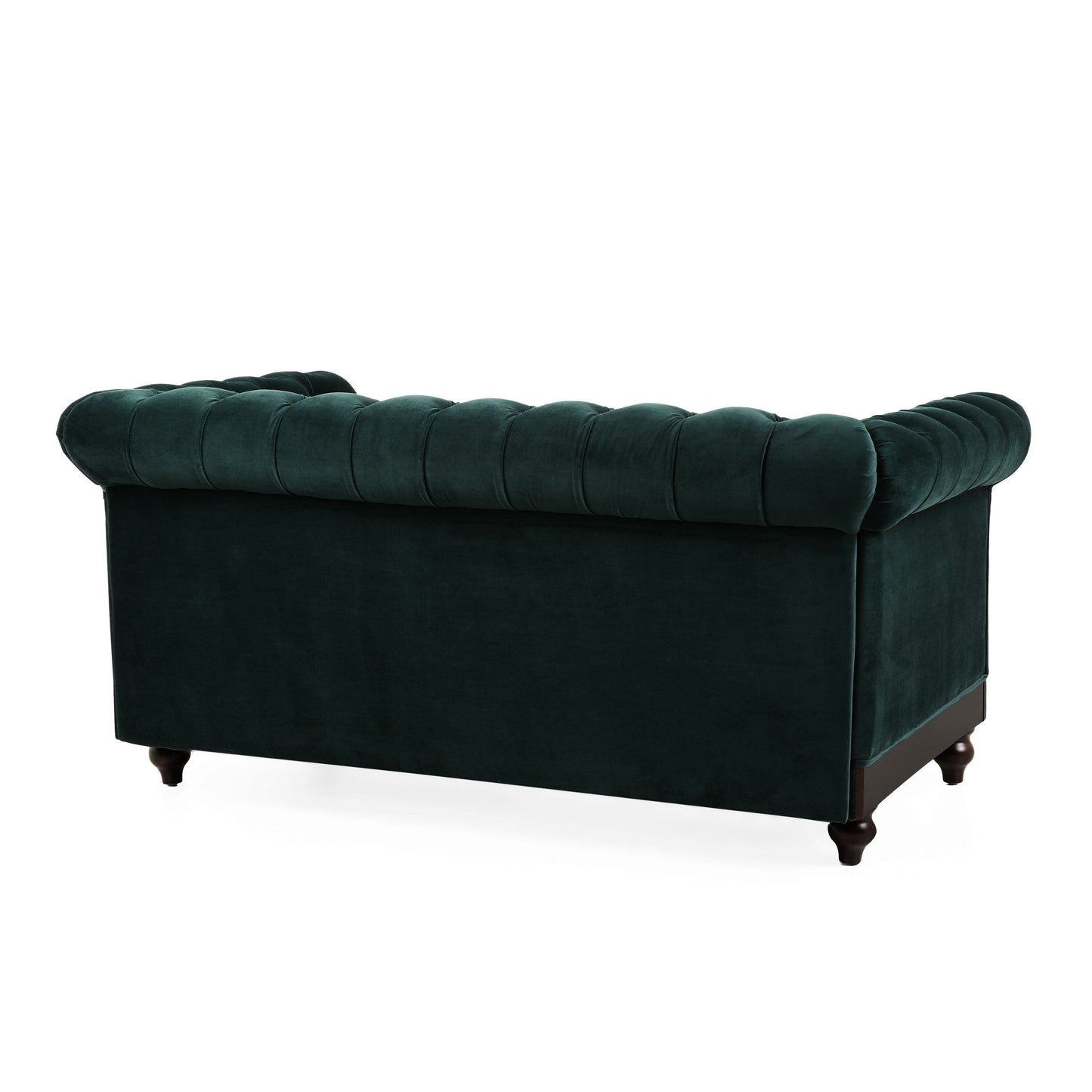 59.44 Velvet Chesterfield Loveseat Sofa with Rolled Arms, Tufted Backrest and 600LB Capacity