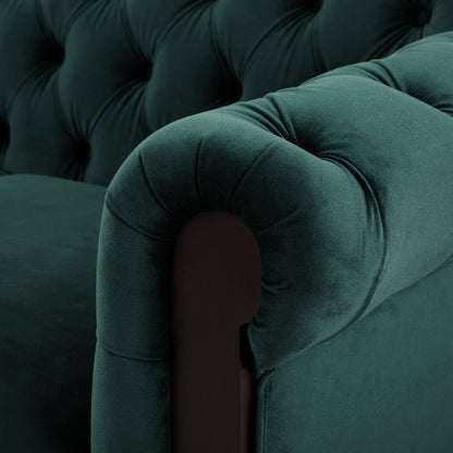 59.44 Velvet Chesterfield Loveseat Sofa with Rolled Arms, Tufted Backrest and 600LB Capacity