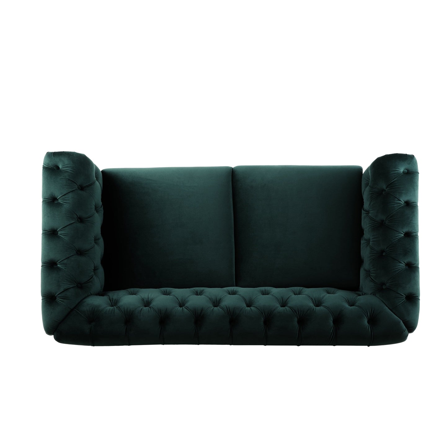 59.44 Velvet Chesterfield Loveseat Sofa with Rolled Arms, Tufted Backrest and 600LB Capacity