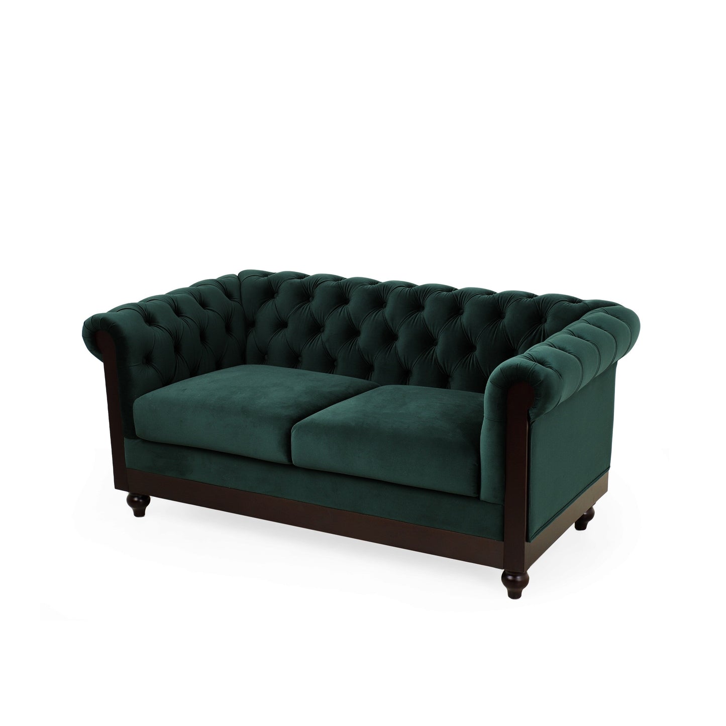59.44 Velvet Chesterfield Loveseat Sofa with Rolled Arms, Tufted Backrest and 600LB Capacity