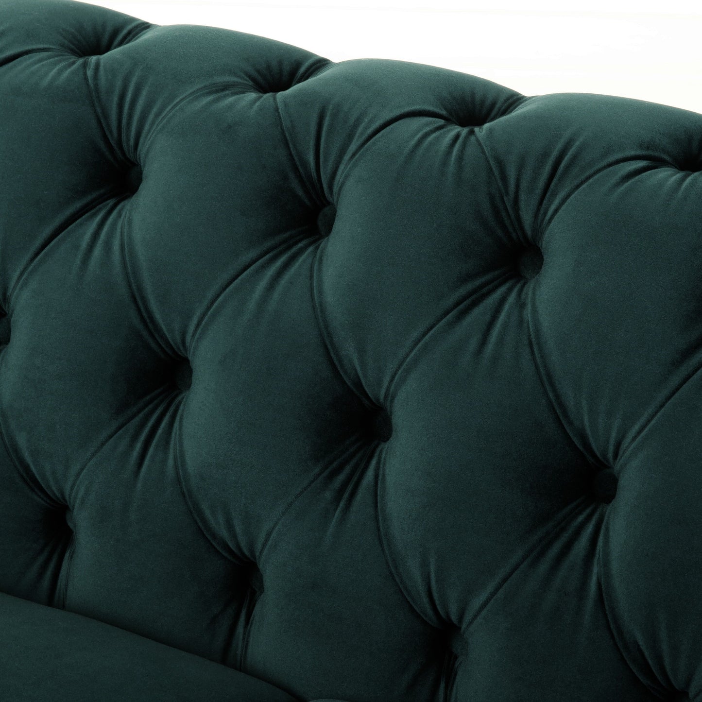 59.44 Velvet Chesterfield Loveseat Sofa with Rolled Arms, Tufted Backrest and 600LB Capacity