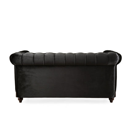 59.44 Velvet Chesterfield Loveseat Sofa with Rolled Arms, Tufted Backrest and 600LB Capacity