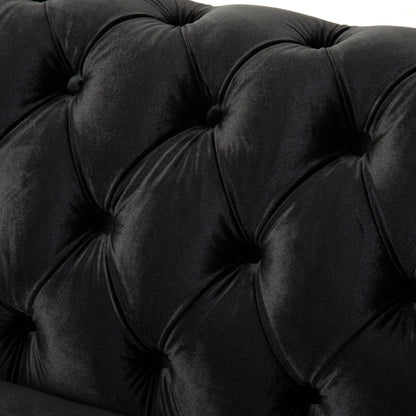 59.44 Velvet Chesterfield Loveseat Sofa with Rolled Arms, Tufted Backrest and 600LB Capacity