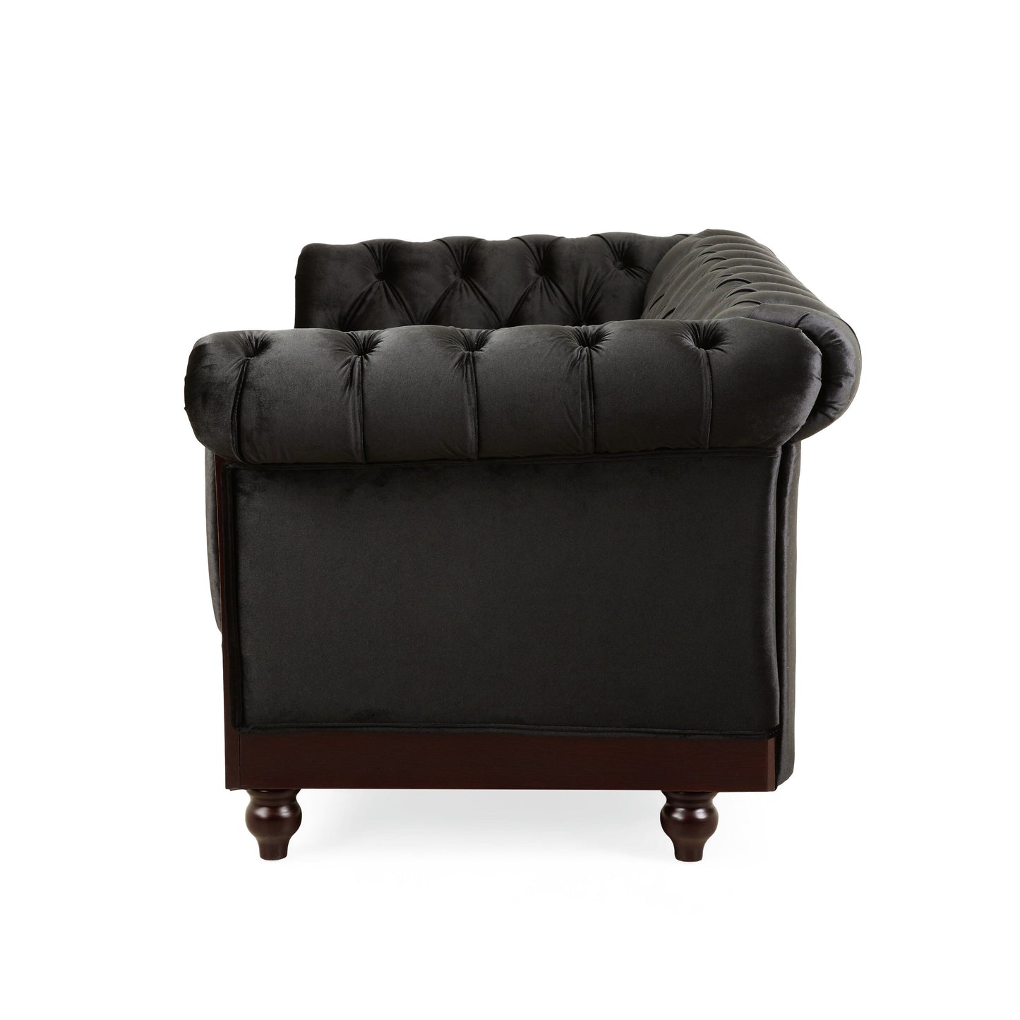 59.44 Velvet Chesterfield Loveseat Sofa with Rolled Arms, Tufted Backrest and 600LB Capacity