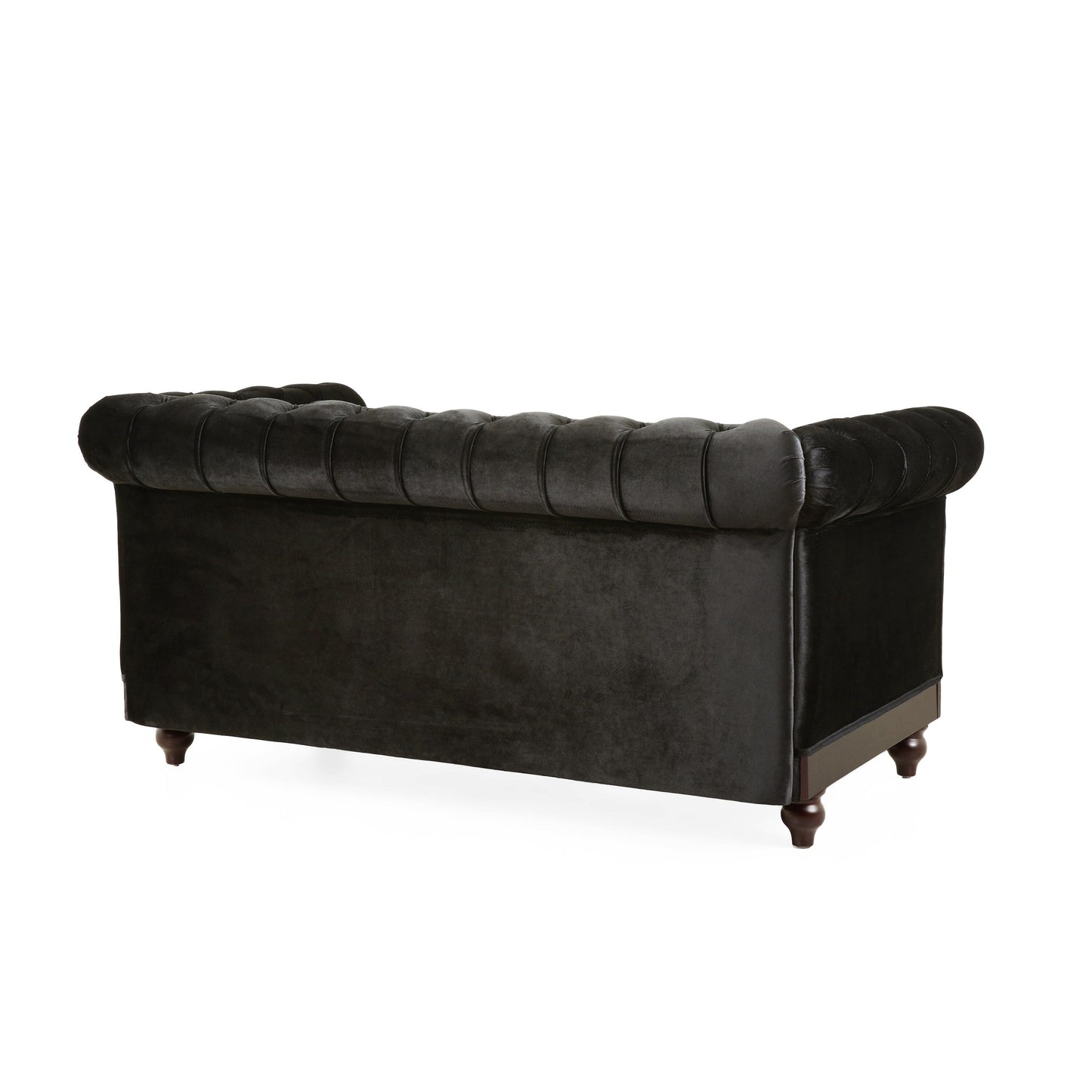 59.44 Velvet Chesterfield Loveseat Sofa with Rolled Arms, Tufted Backrest and 600LB Capacity