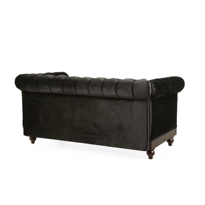 59.44 Velvet Chesterfield Loveseat Sofa with Rolled Arms, Tufted Backrest and 600LB Capacity