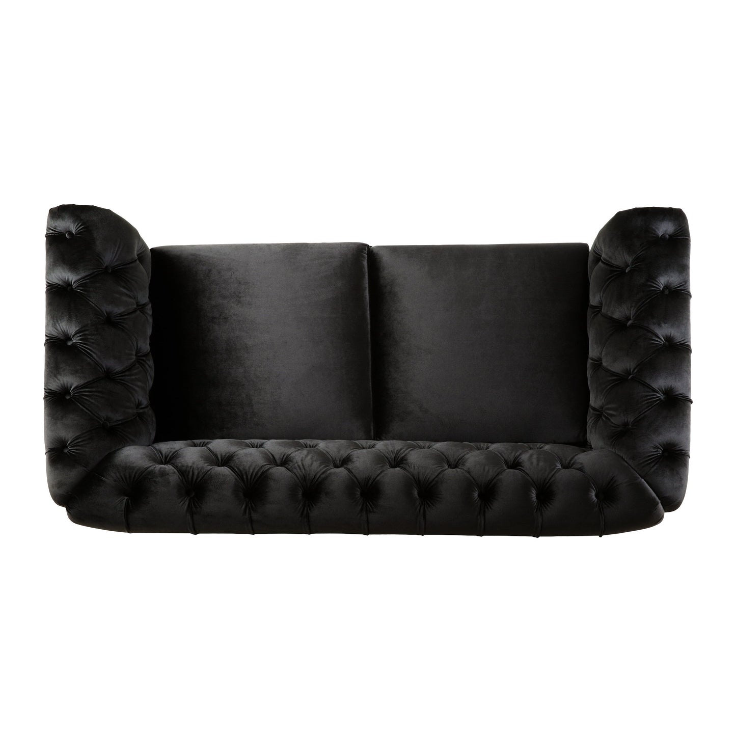 59.44 Velvet Chesterfield Loveseat Sofa with Rolled Arms, Tufted Backrest and 600LB Capacity