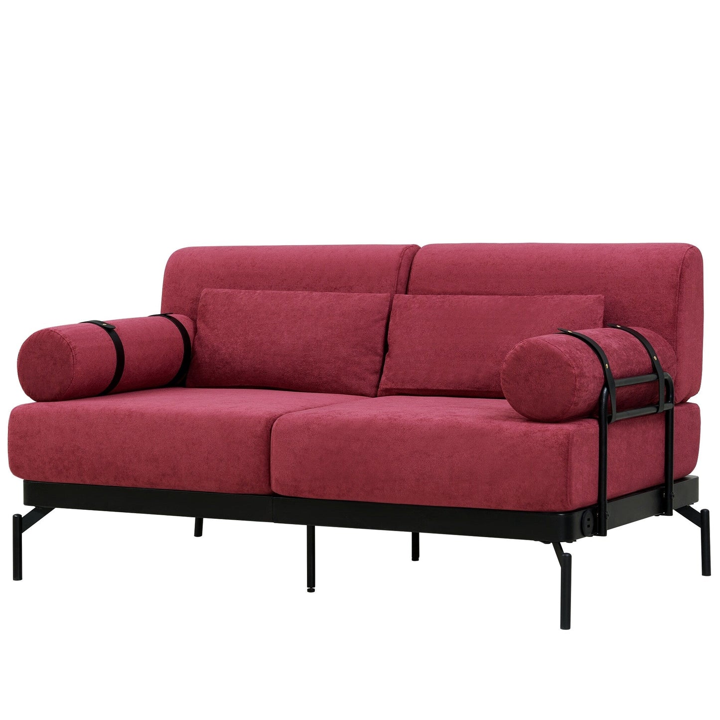 59 Chenille Modern Loveseat Sofa with USB Charging Ports, Cylindrical Armrests, and 440lb Capacity