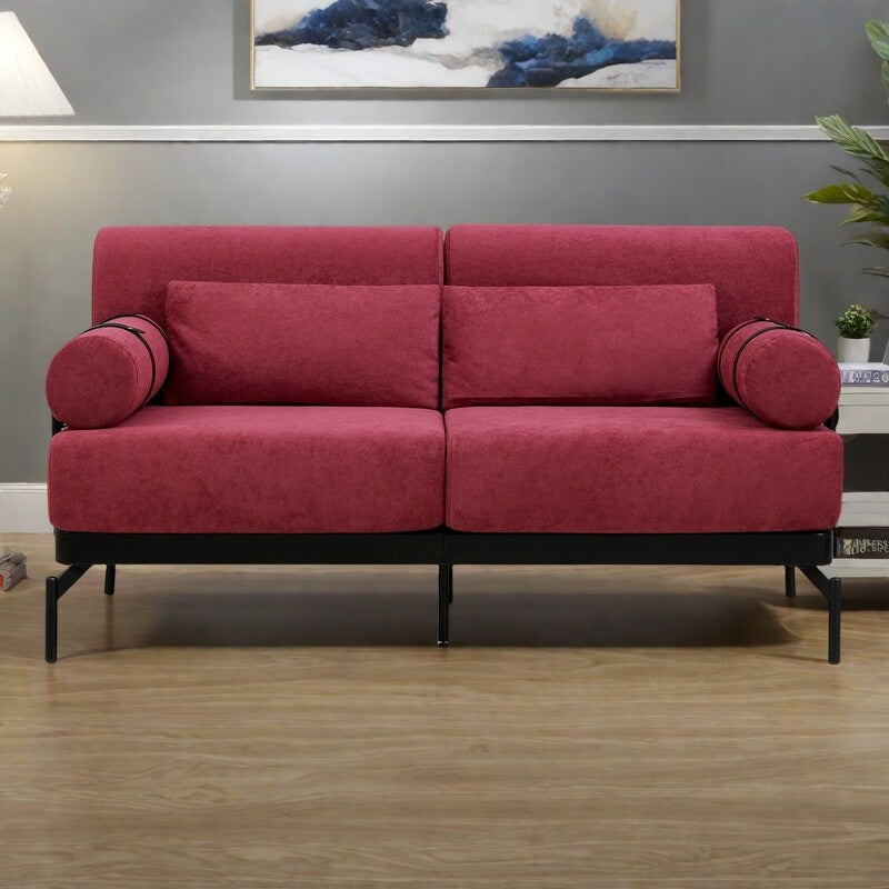 59 Chenille Modern Loveseat Sofa with USB Charging Ports, Cylindrical Armrests, and 440lb Capacity