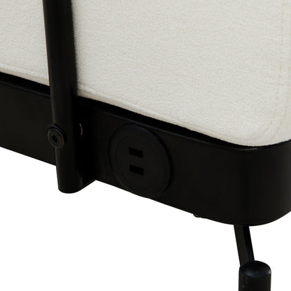 59 Chenille Modern Loveseat Sofa with USB Charging Ports, Cylindrical Armrests, and 440lb Capacity