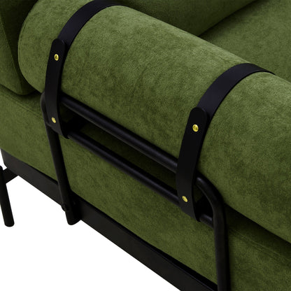 59 Chenille Modern Loveseat Sofa with USB Charging Ports, Cylindrical Armrests, and 440lb Capacity