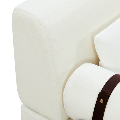 59 Chenille Modern Loveseat Sofa with USB Charging Ports, Cylindrical Armrests, and 440lb Capacity