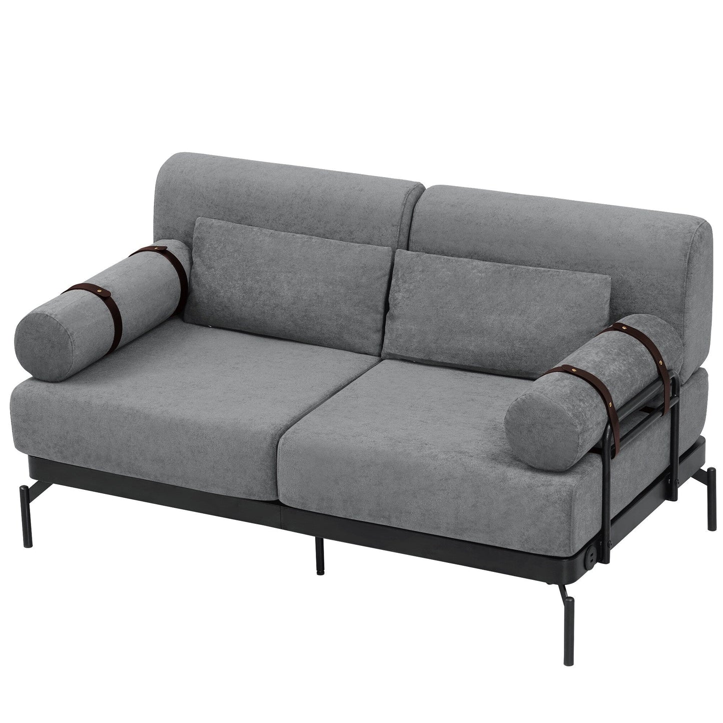 59 Chenille Modern Loveseat Sofa with USB Charging Ports, Cylindrical Armrests, and 440lb Capacity