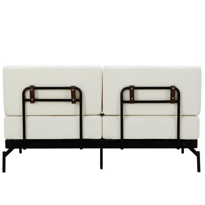 59 Chenille Modern Loveseat Sofa with USB Charging Ports, Cylindrical Armrests, and 440lb Capacity