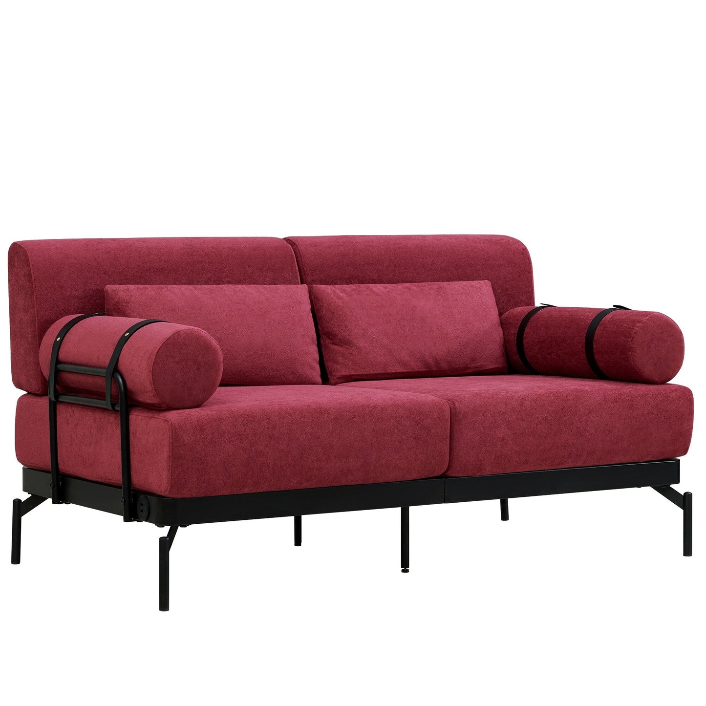 59 Chenille Modern Loveseat Sofa with USB Charging Ports, Cylindrical Armrests, and 440lb Capacity