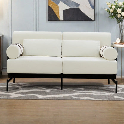 59 Chenille Modern Loveseat Sofa with USB Charging Ports, Cylindrical Armrests, and 440lb Capacity