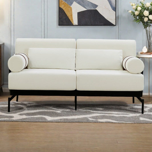 59 Chenille Modern Loveseat Sofa with USB Charging Ports, Cylindrical Armrests, and 440lb Capacity