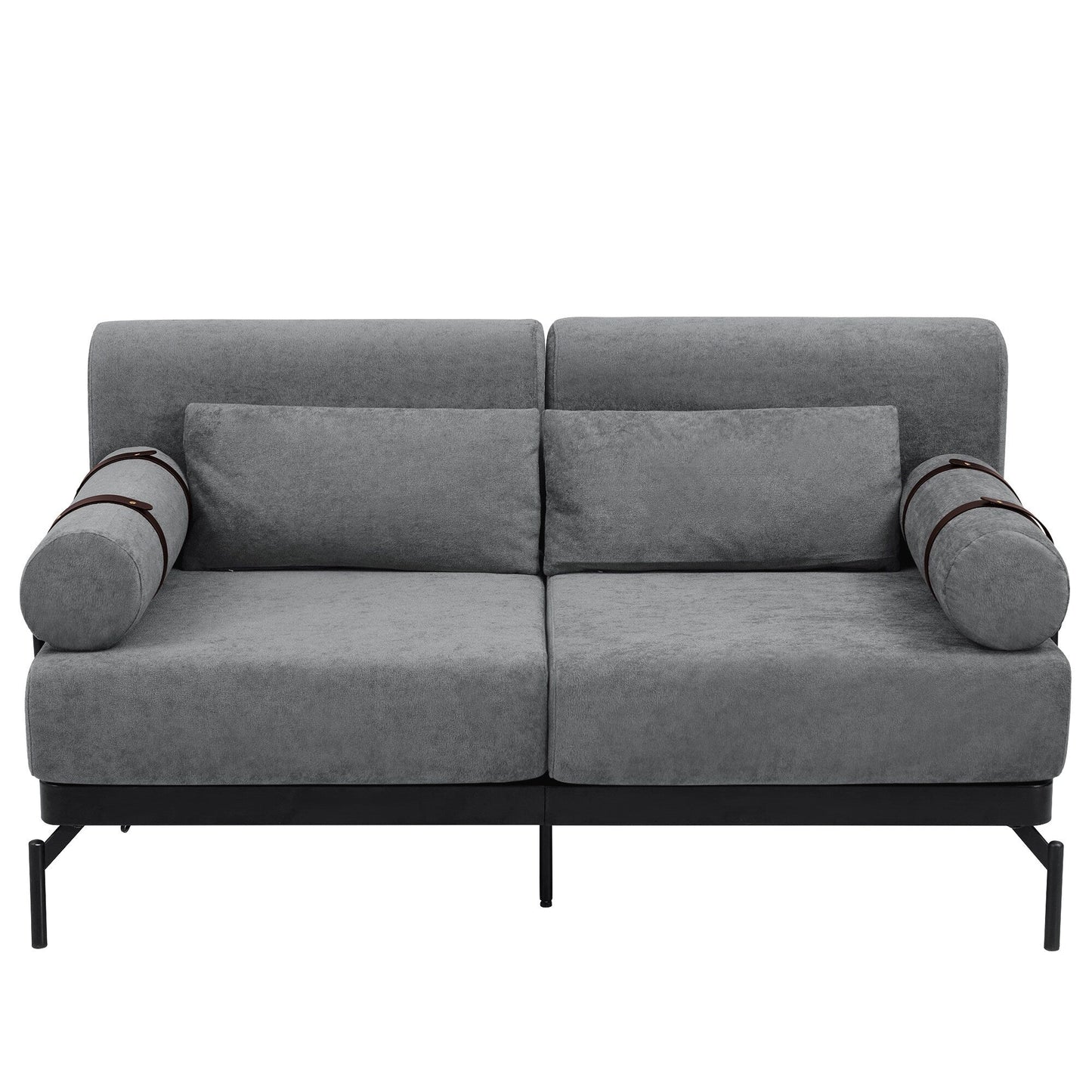 59 Chenille Modern Loveseat Sofa with USB Charging Ports, Cylindrical Armrests, and 440lb Capacity