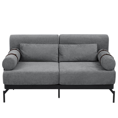 59 Chenille Modern Loveseat Sofa with USB Charging Ports, Cylindrical Armrests, and 440lb Capacity